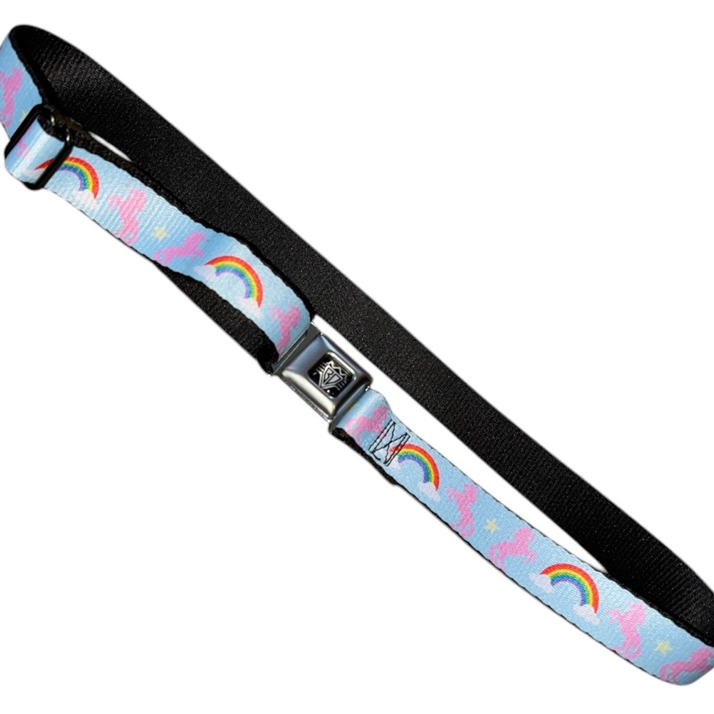 Buckle-Down Blue Unicorn Rainbow Belt 20-36”